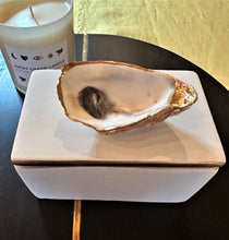 Load image into Gallery viewer, Gilded Oyster Handpainted Ceramic Rectangle Box