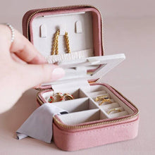 Load image into Gallery viewer, Rose Pink Velvet Square Travel Jewelry Case