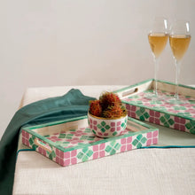 Load image into Gallery viewer, Pink & Green Orchid Inlaid Tray