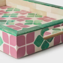 Load image into Gallery viewer, Pink & Green Orchid Inlaid Tray