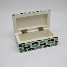 Load image into Gallery viewer, Green & Black Inlaid Serif Tray and Box Set