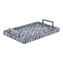 Load image into Gallery viewer, Indigo & White Inlaid Gramercy Tray with Silver Handles