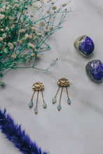 Load image into Gallery viewer, Cloud "Rain Shower" Aquamarine Dropper Earrings