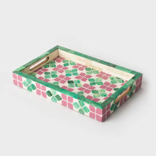 Load image into Gallery viewer, Pink & Green Orchid Inlaid Tray