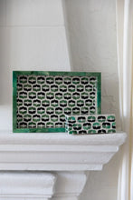 Load image into Gallery viewer, Green & Black Inlaid Serif Tray and Box Set