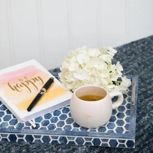 Load image into Gallery viewer, Indigo & White Inlaid Gramercy Tray with Silver Handles