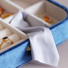 Load image into Gallery viewer, Navy Blue Velvet Rectangular Travel Jewelry Case