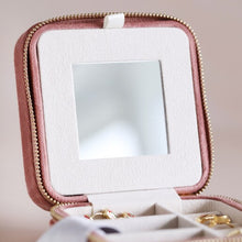 Load image into Gallery viewer, Rose Pink Velvet Square Travel Jewelry Case