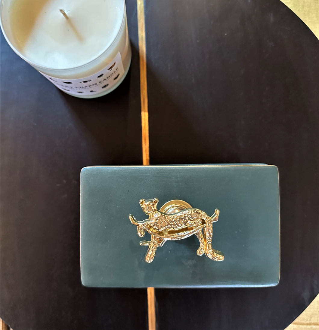 Leopard Handpainted Ceramic Rectangle Box