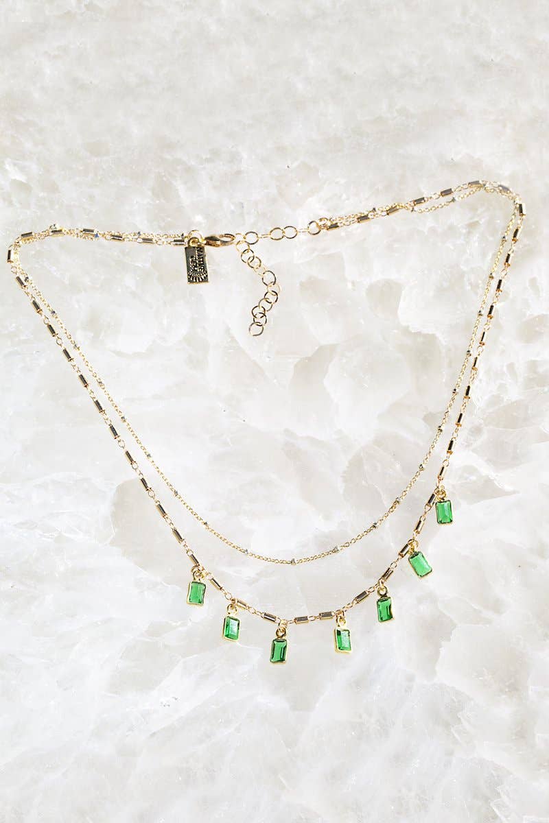 Eden Emerald Onyx layered necklace