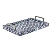 Load image into Gallery viewer, Indigo &amp; White Inlaid Gramercy Tray with Silver Handles

