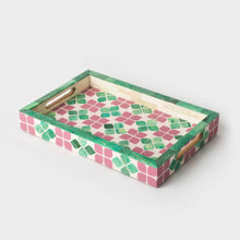Load image into Gallery viewer, Pink &amp; Green Orchid Inlaid Tray

