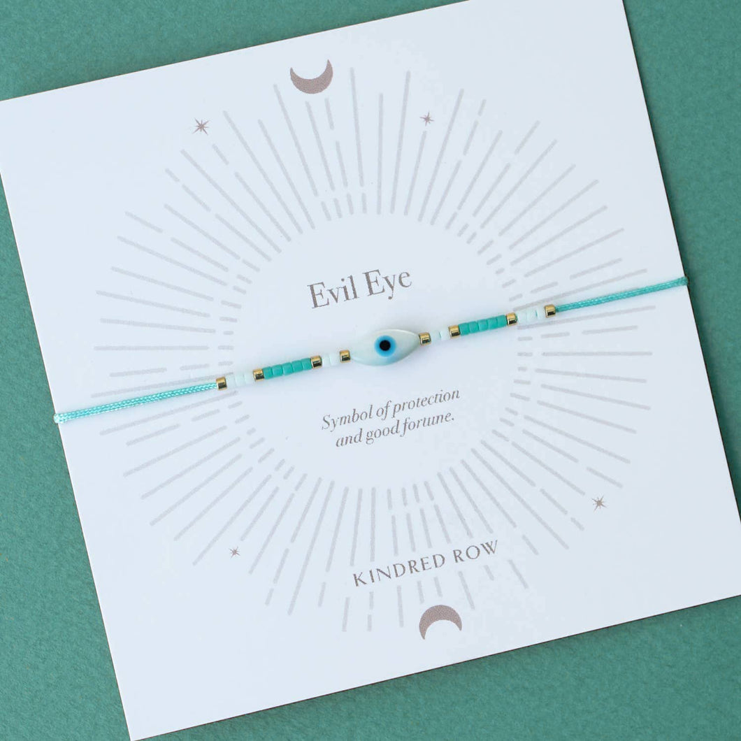 Evil Eye Cord Bracelet, Turquoise