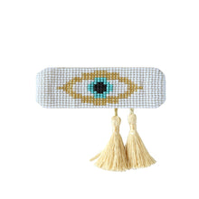 Load image into Gallery viewer, Evil Eye Tassel Bracelet White
