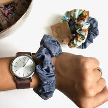 Load image into Gallery viewer, Indigo Chambray Scrunchie
