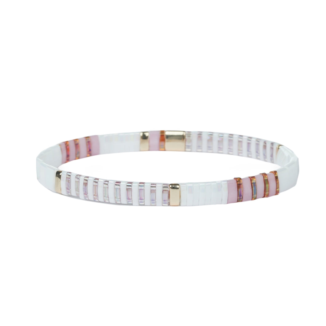 Pink Stripe Miyuki Stretch Bracelet